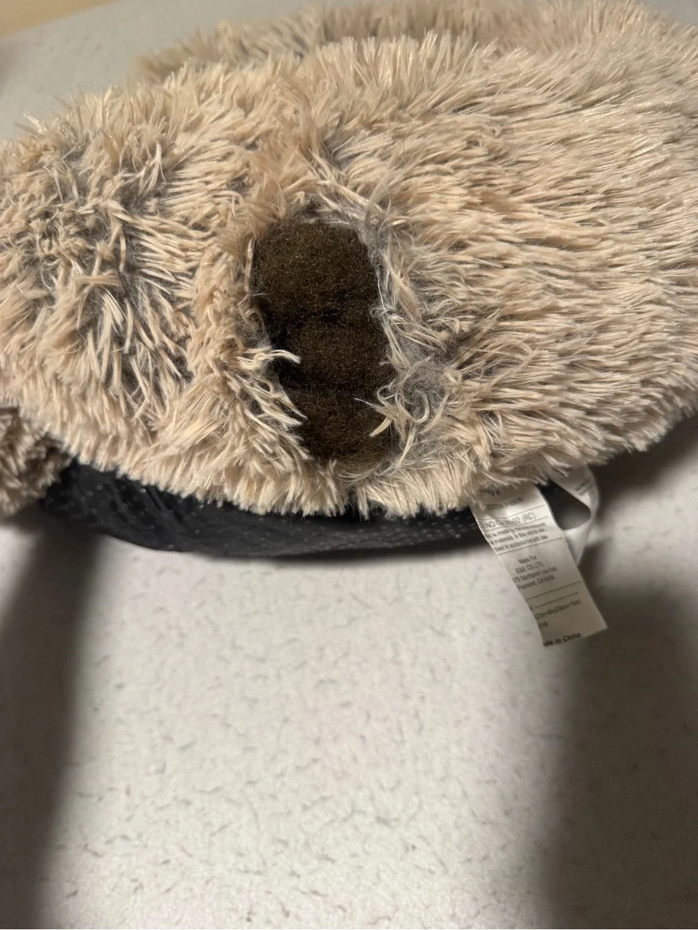 Madison Park Coco‎ Faux Fur Self Warming Indoor Round Pet Bed Cuddler Small TORN